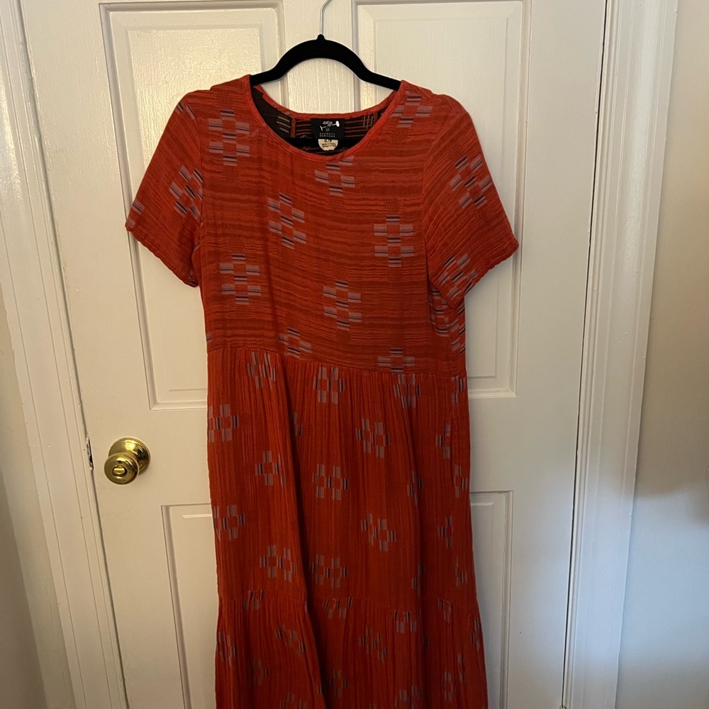 Ace & Jig / Barneys Red Geometric Midi Dress